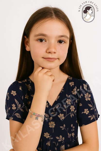 Colorful Beaded Charm Bracelet with Butterfly, Star & Flower for Women & Girls