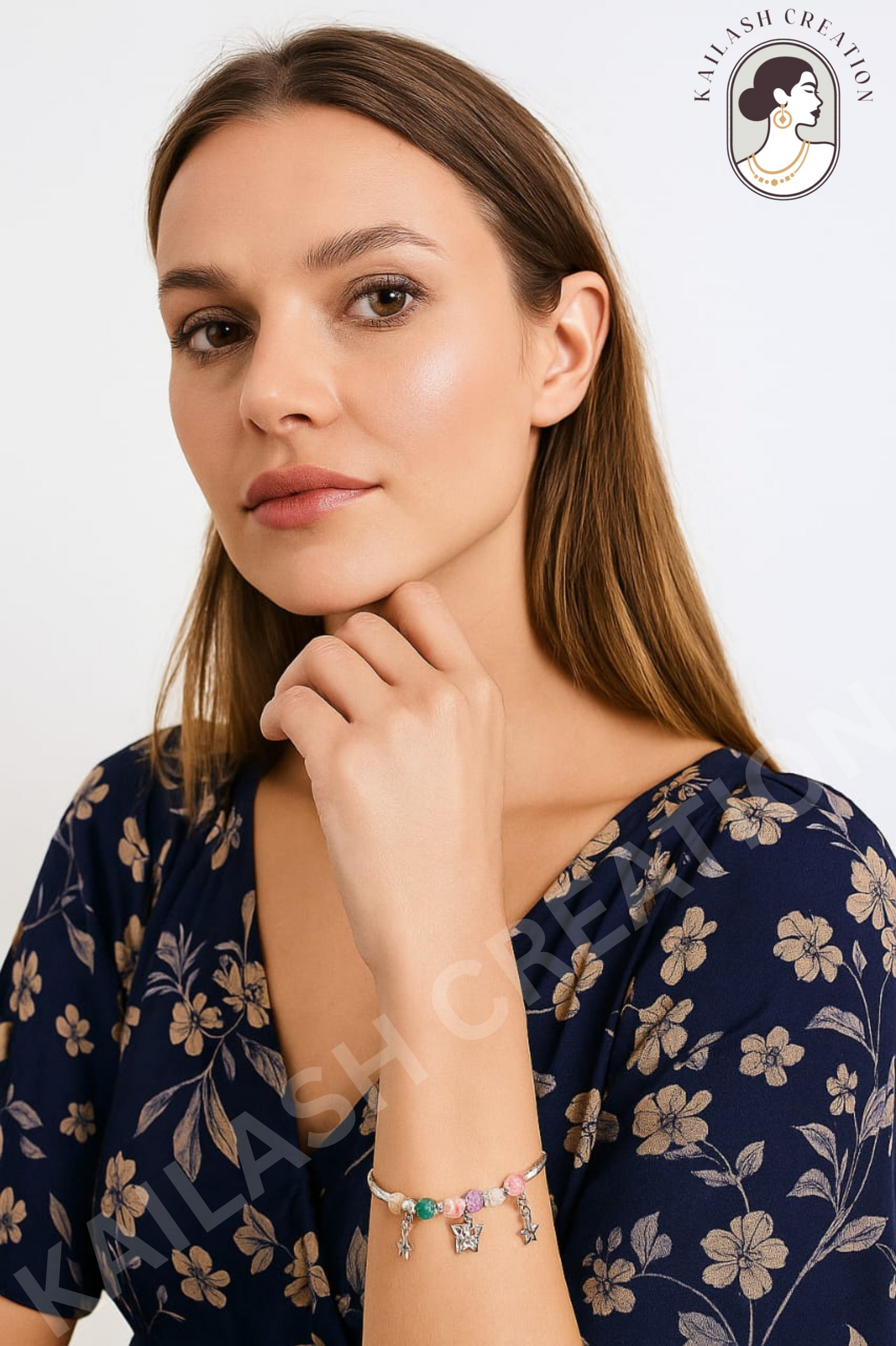 Colorful Beaded Charm Bracelet with Butterfly, Star & Flower for Women & Girls