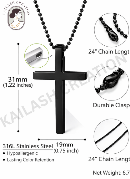 Christian Cross Black Anti Tarnish Pendant for Men and Boys Stylish