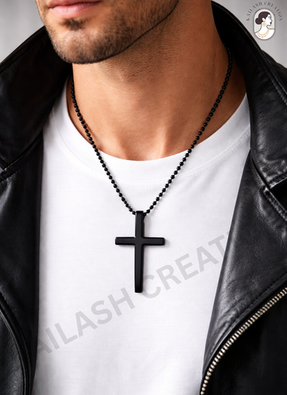 Christian Cross Black Anti Tarnish Pendant for Men and Boys Stylish