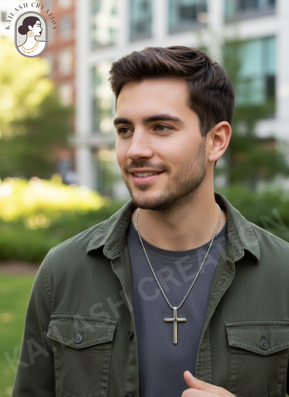 Christian Cross Silver Anti Tarnish Pendant for Men and Boys Stylish