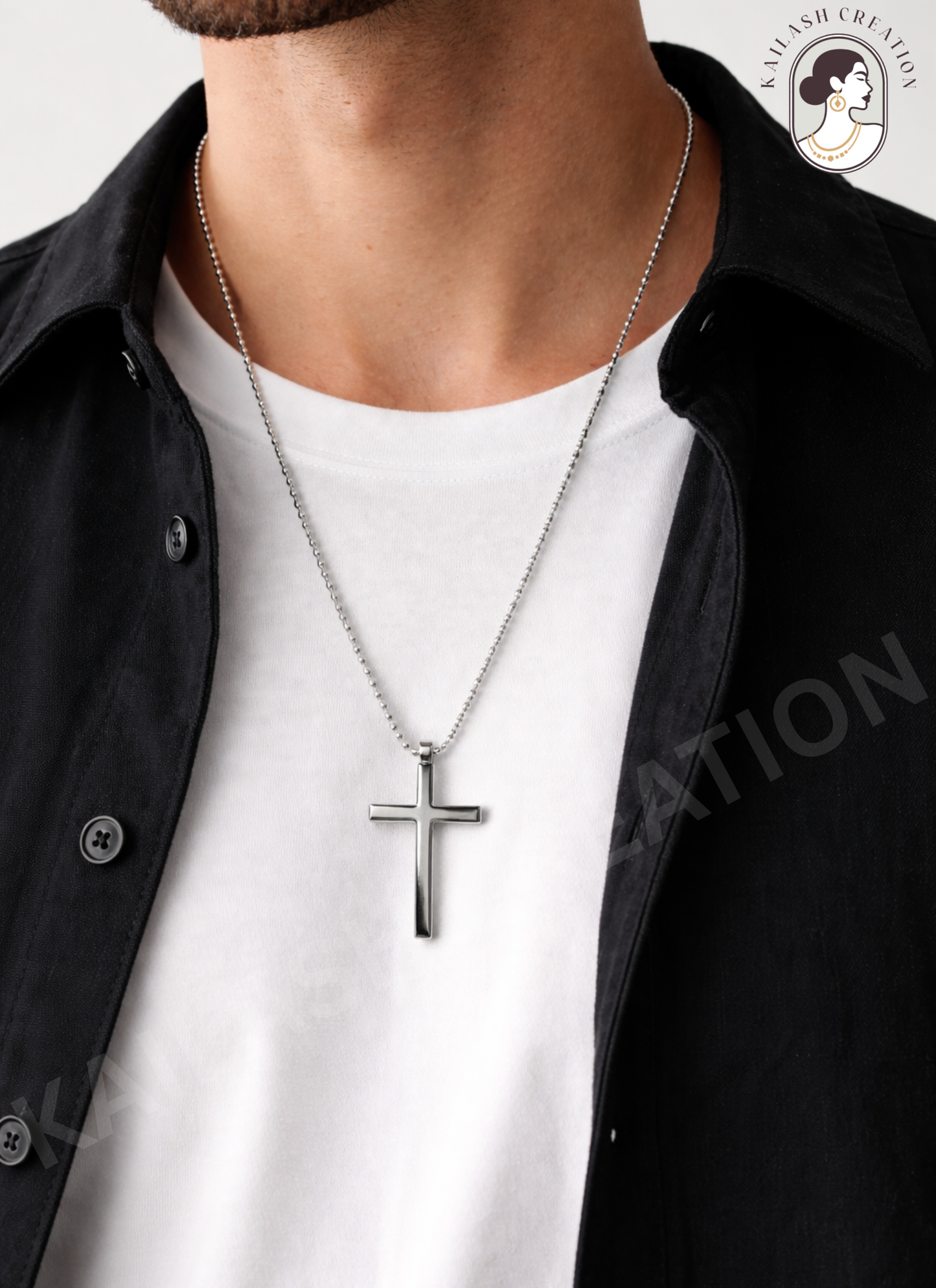 Christian Cross Silver Anti Tarnish Pendant for Men and Boys Stylish