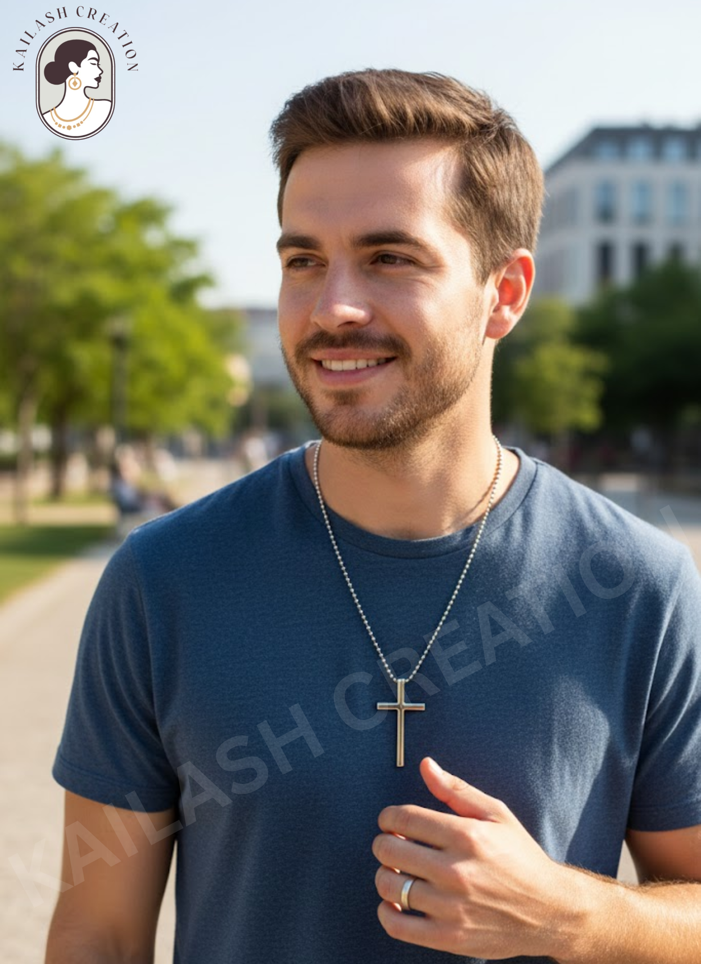 Christian Cross Silver Anti Tarnish Pendant for Men and Boys Stylish