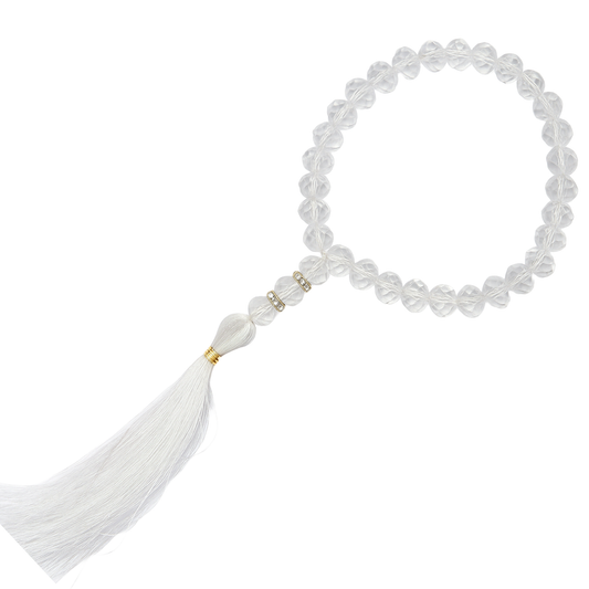 Crystal Quartz Stone Elastic Japa Mala Bracelet for Men & Women