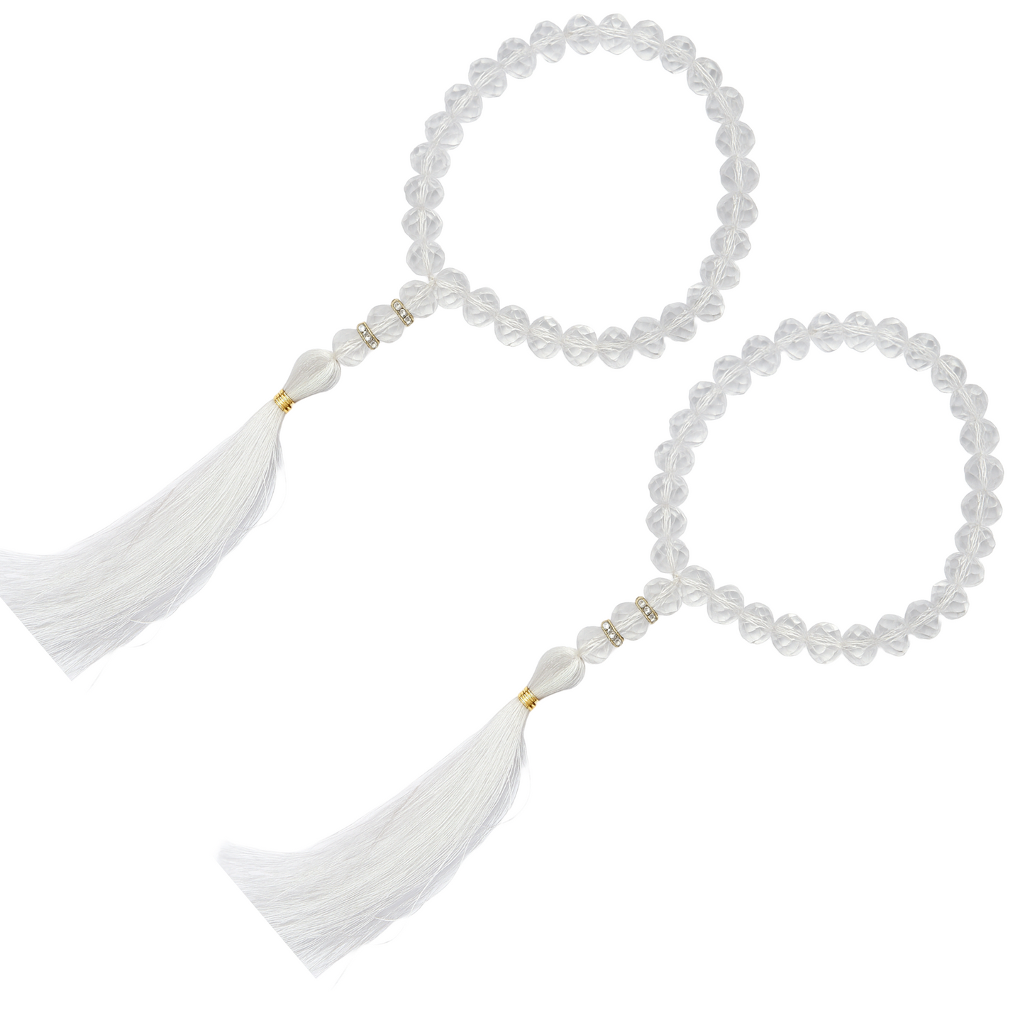 Crystal Quartz Stone Elastic Japa Mala Bracelet for Men & Women