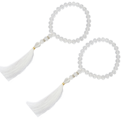 Crystal Quartz Stone Elastic Japa Mala Bracelet for Men & Women