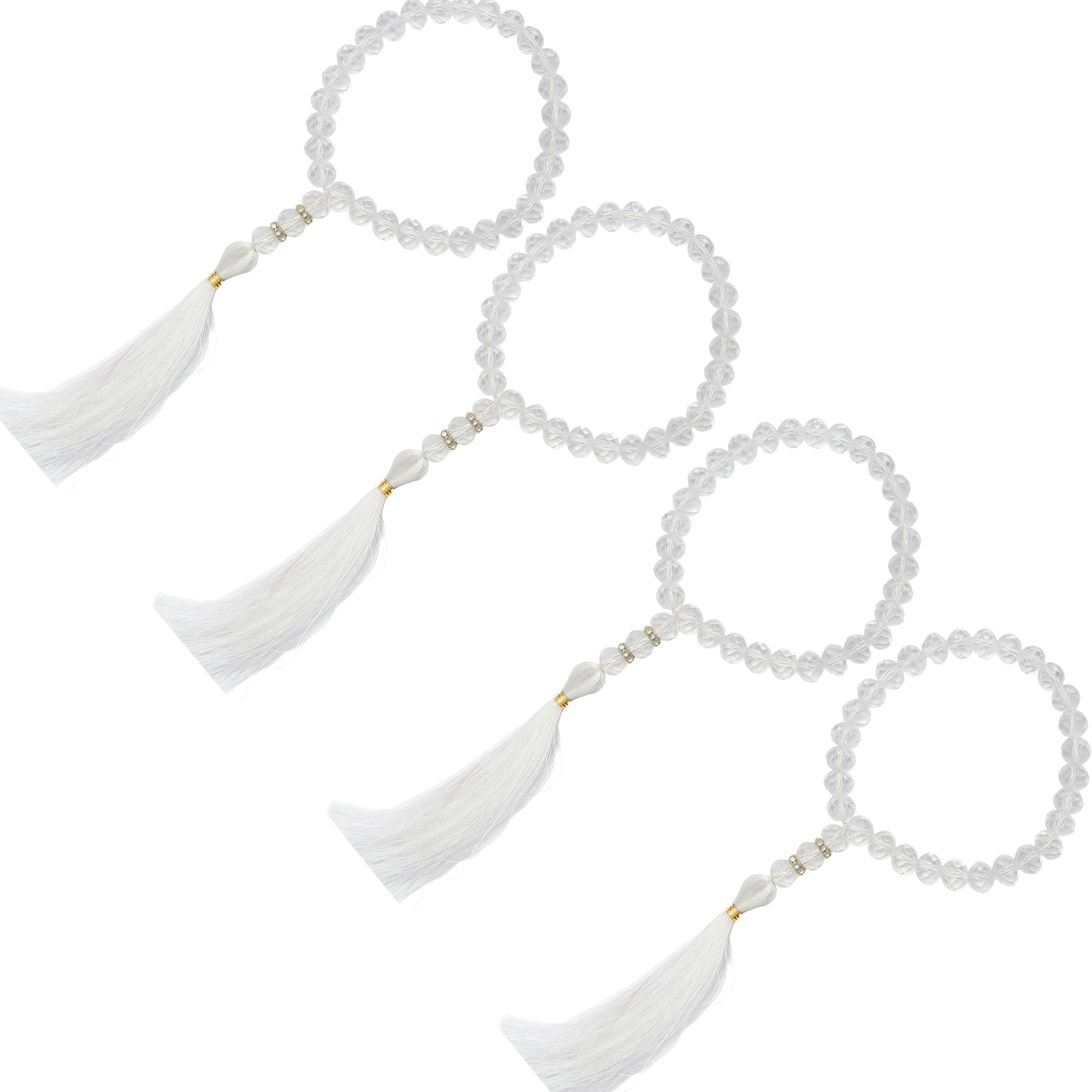 Crystal Quartz Stone Elastic Japa Mala Bracelet for Men & Women