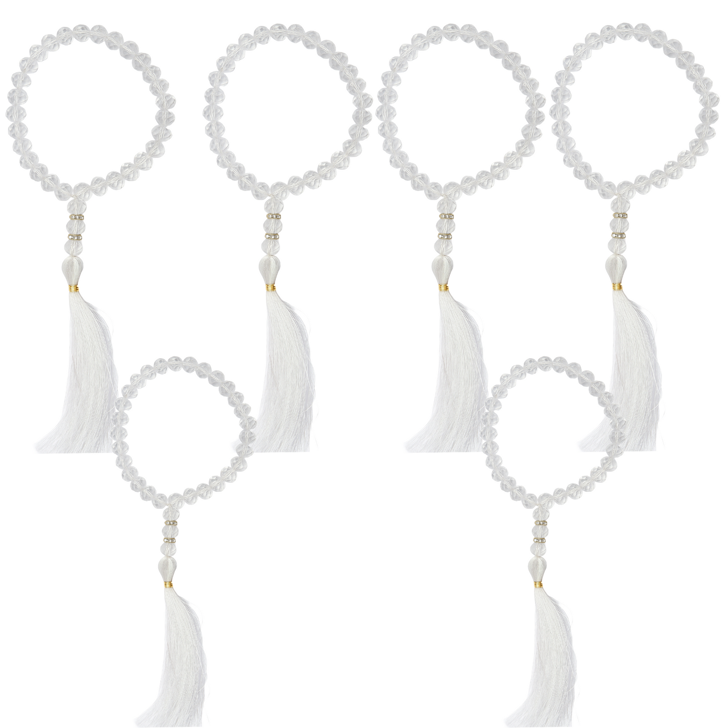 Crystal Quartz Stone Elastic Japa Mala Bracelet for Men & Women