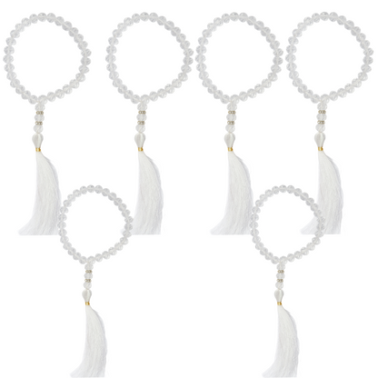 Crystal Quartz Stone Elastic Japa Mala Bracelet for Men & Women