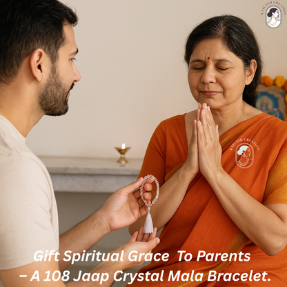 Crystal Quartz Stone Elastic Japa Mala Bracelet for Men & Women