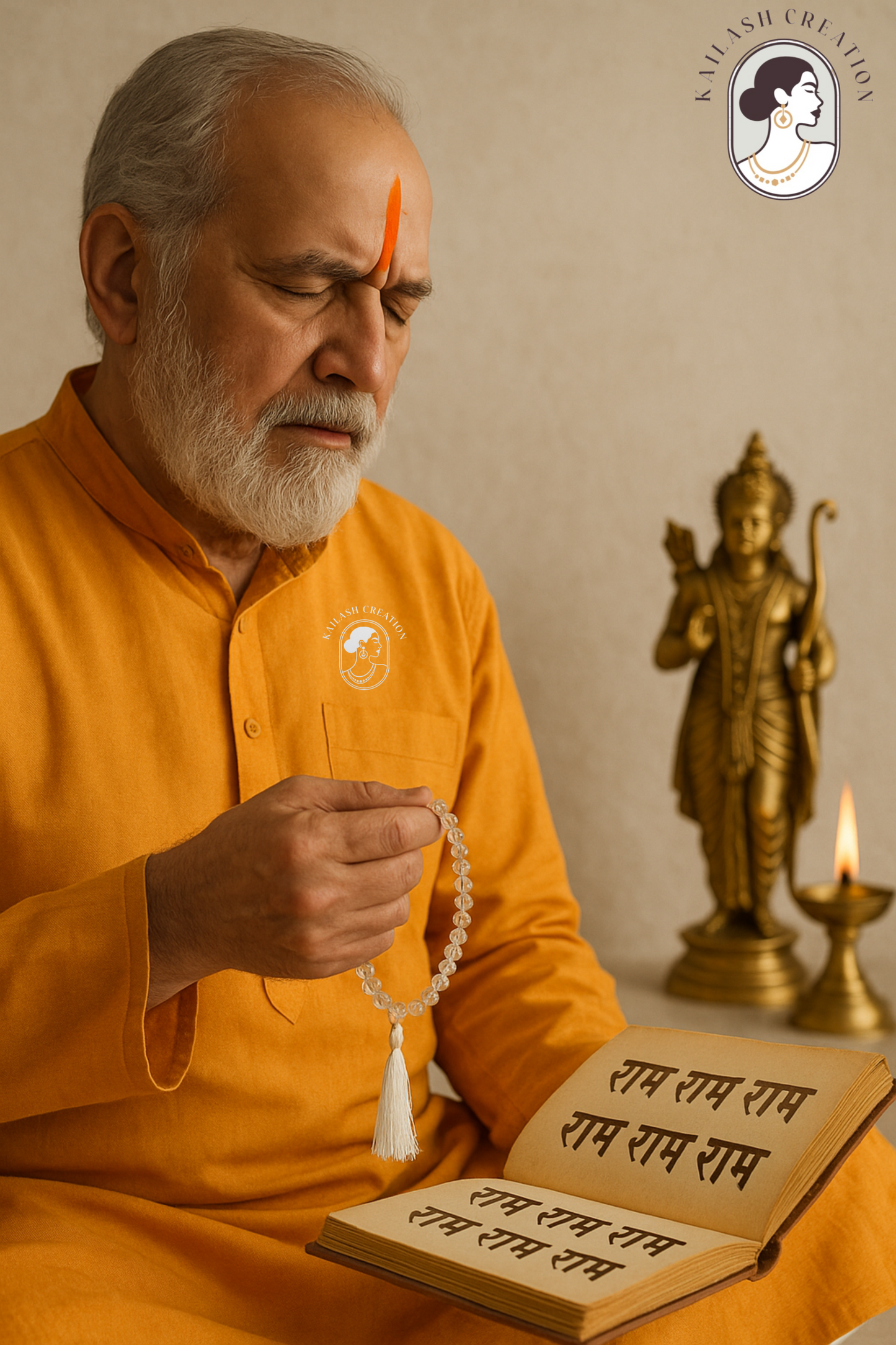 Crystal Quartz Stone Elastic Japa Mala Bracelet for Men & Women