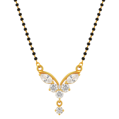 American Diamond Butterfly Pendant Mangalsutra for Women