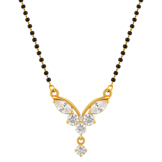 American Diamond Butterfly Pendant Mangalsutra for Women