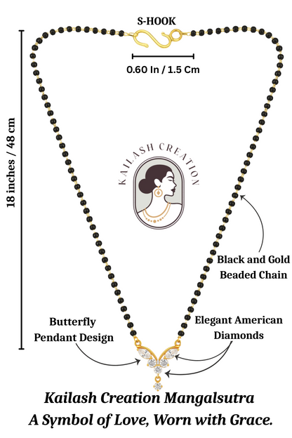 American Diamond Butterfly Pendant Mangalsutra for Women