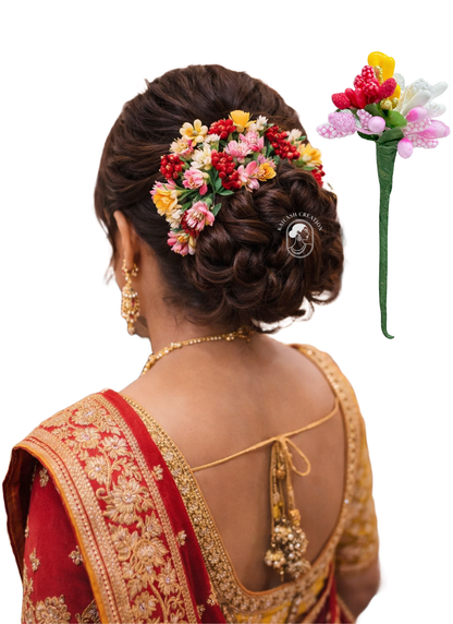 Multicolor Flower Juda Hair Pins for Women & Girls Stylish - Pack of 6