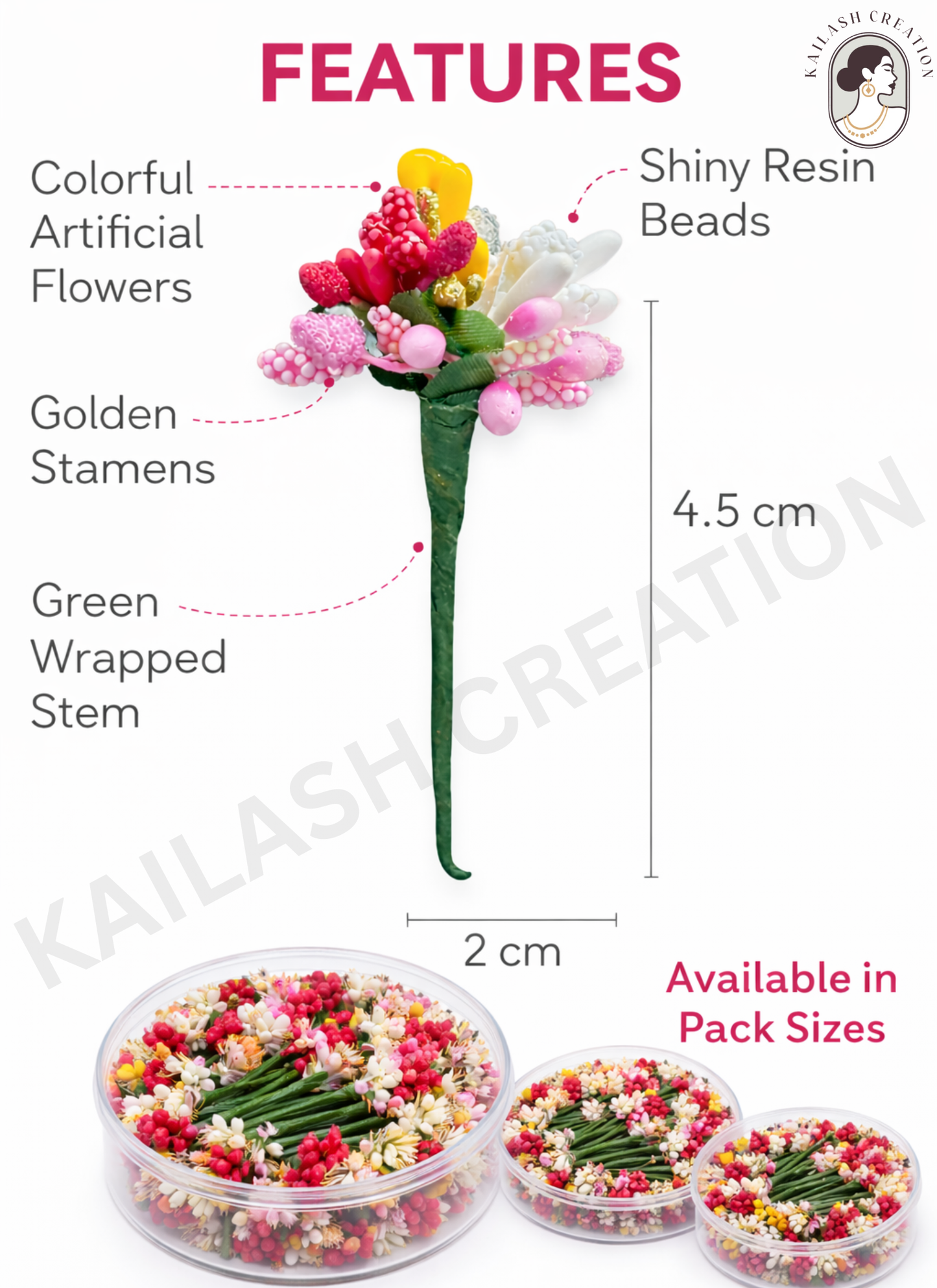 Multicolor Flower Juda Hair Pins for Women & Girls Stylish - Pack of 6