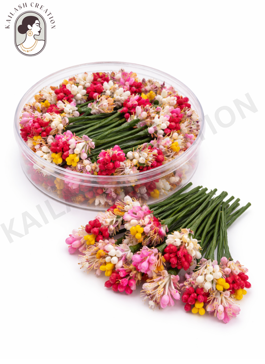 Multicolor Flower Juda Hair Pins for Women & Girls Stylish - Pack of 6