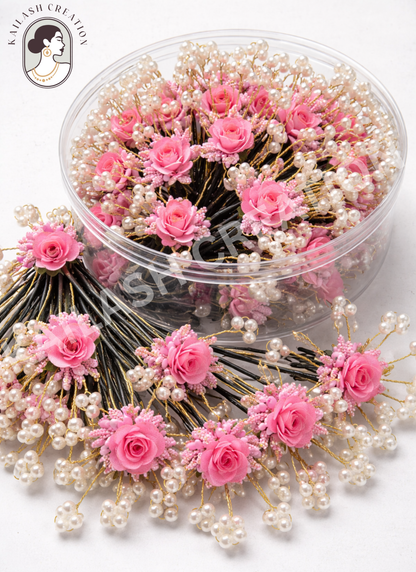 Flower Juda Hair Pins for Women & Girls Stylish - Pack of 6
