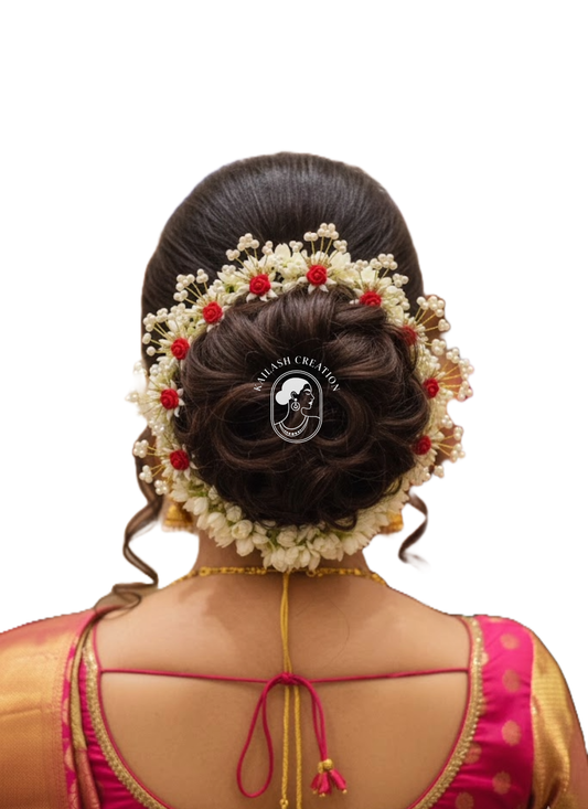 Red Flower Juda Hair Pins for Women & Girls Stylish - Pack of 6