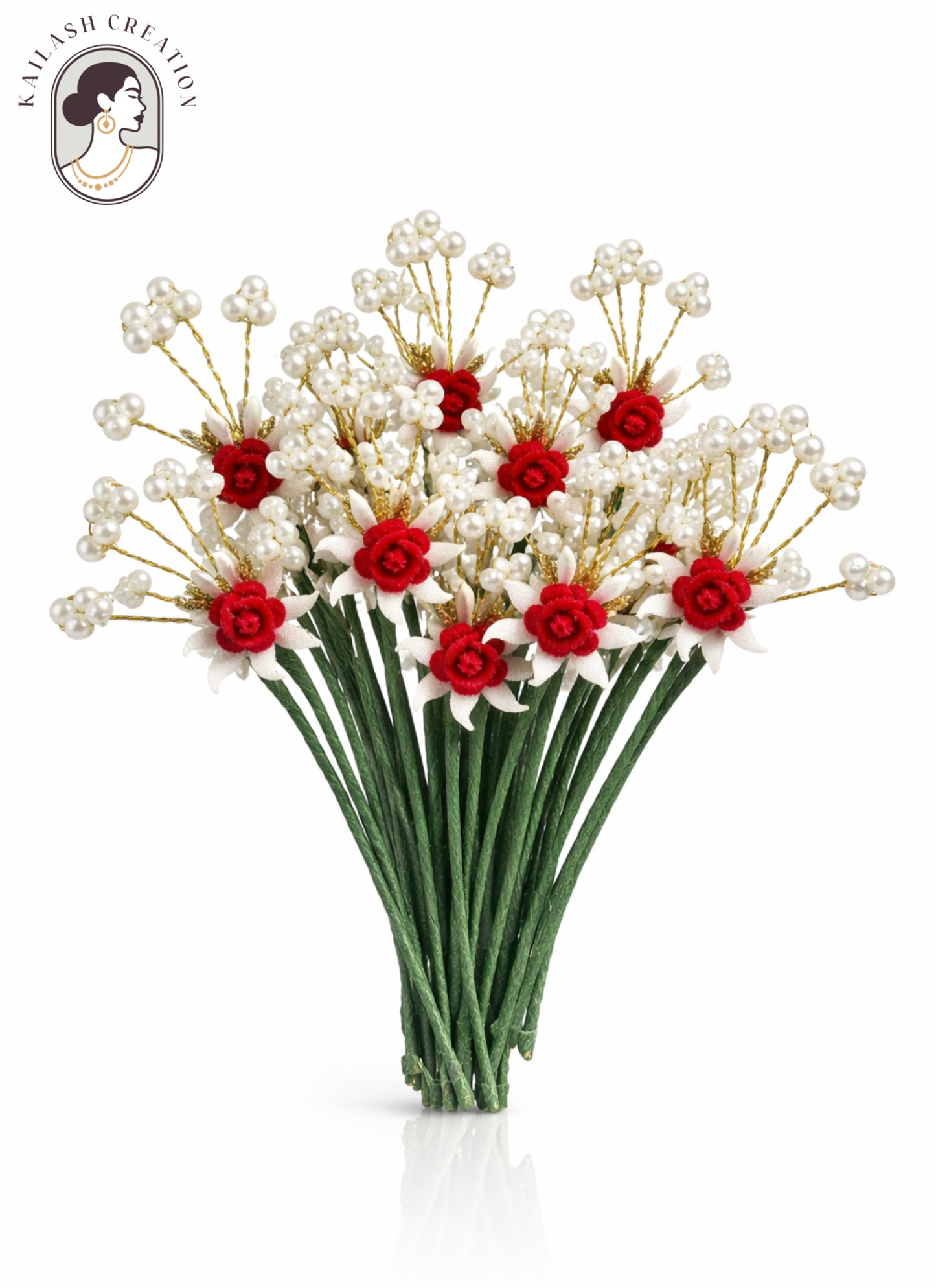 Red Flower Juda Hair Pins for Women & Girls Stylish - Pack of 6