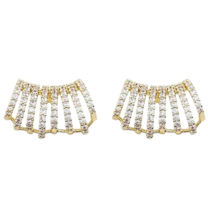 American Diamond Gold Plated Stud Earrings for Women Stylish