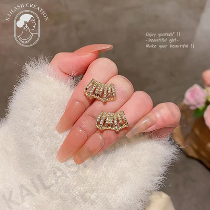 American Diamond Gold Plated Stud Earrings for Women Stylish