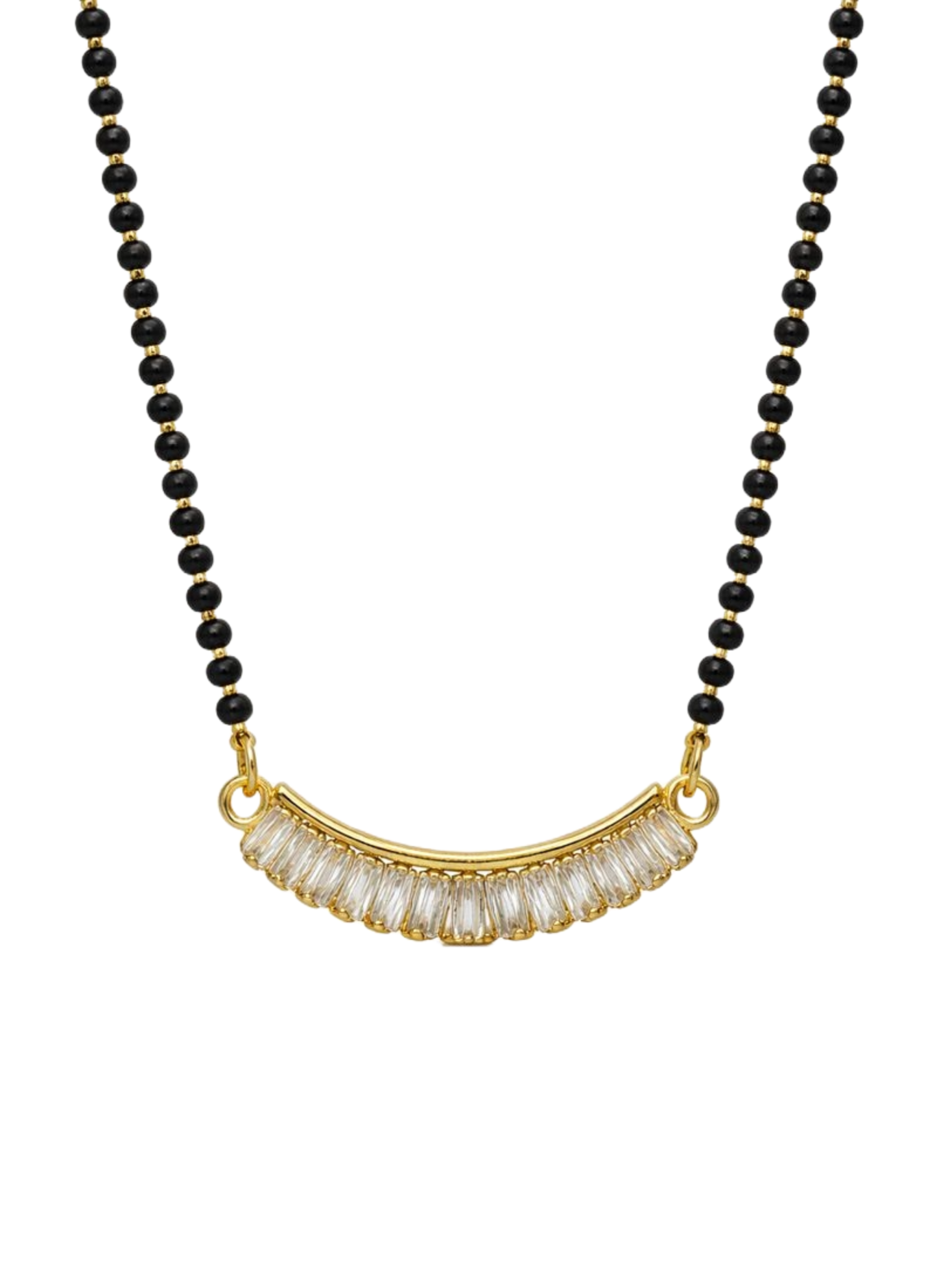 Curved Gold Plated American Diamond Mangalsutra for Women