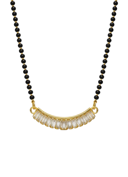 Curved Gold Plated American Diamond Mangalsutra for Women
