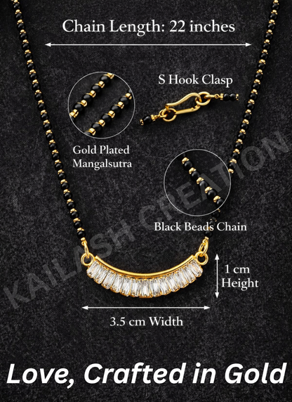 Curved Gold Plated American Diamond Mangalsutra for Women