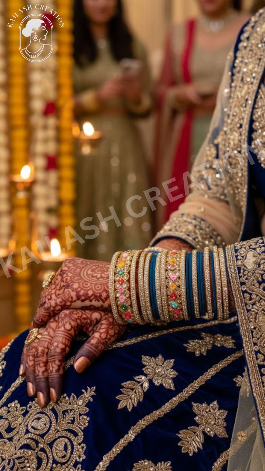 Gold Plated Multicolor Stone Bracelet & Bangle Set for Women & Girls