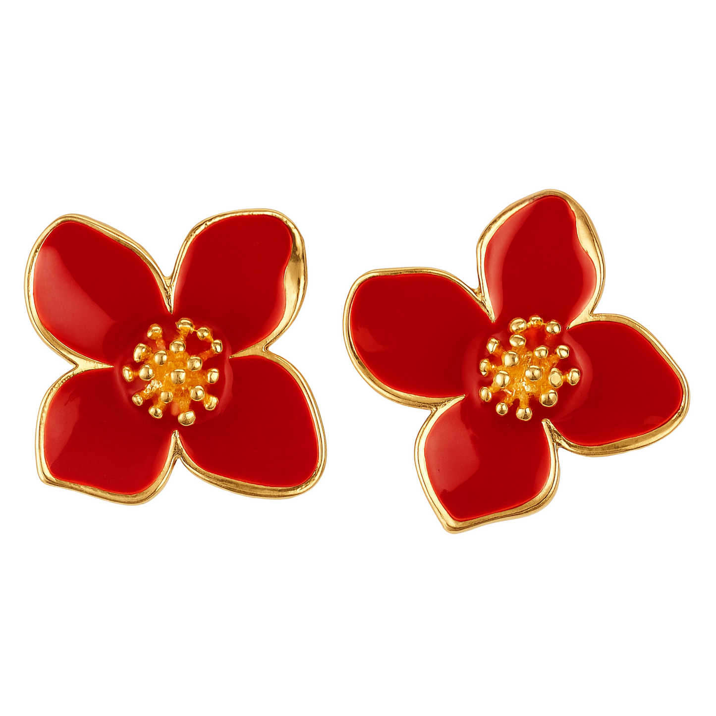 Gold Plated Rose Flower Hibiscus Earrings for Women Stylish