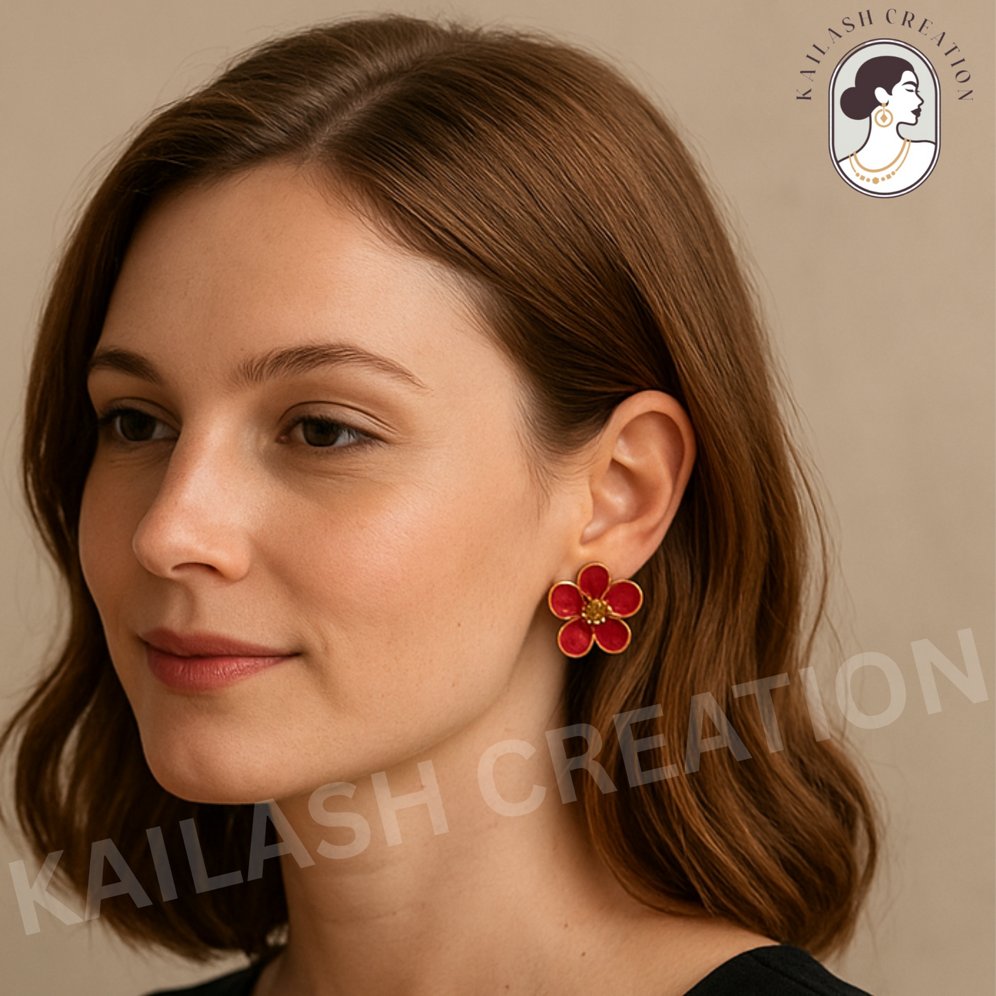 Gold Plated Rose Flower Hibiscus Earrings for Women Stylish