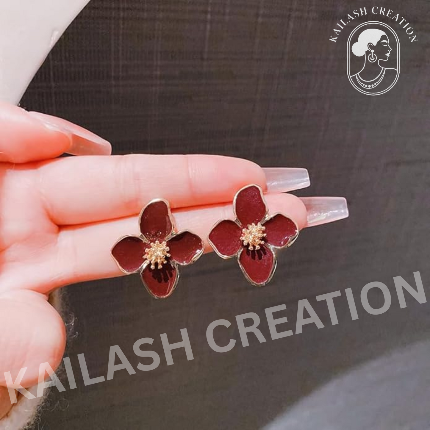Gold Plated Rose Flower Hibiscus Earrings for Women Stylish