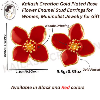 Gold Plated Rose Flower Hibiscus Earrings for Women Stylish