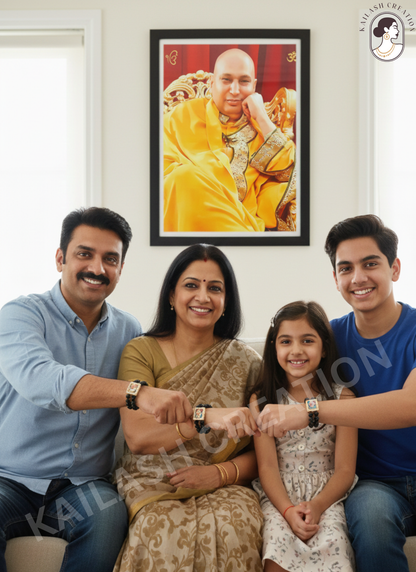 Jai Guruji Black Beads Bracelet with Gold Plated Photo for Men & Women