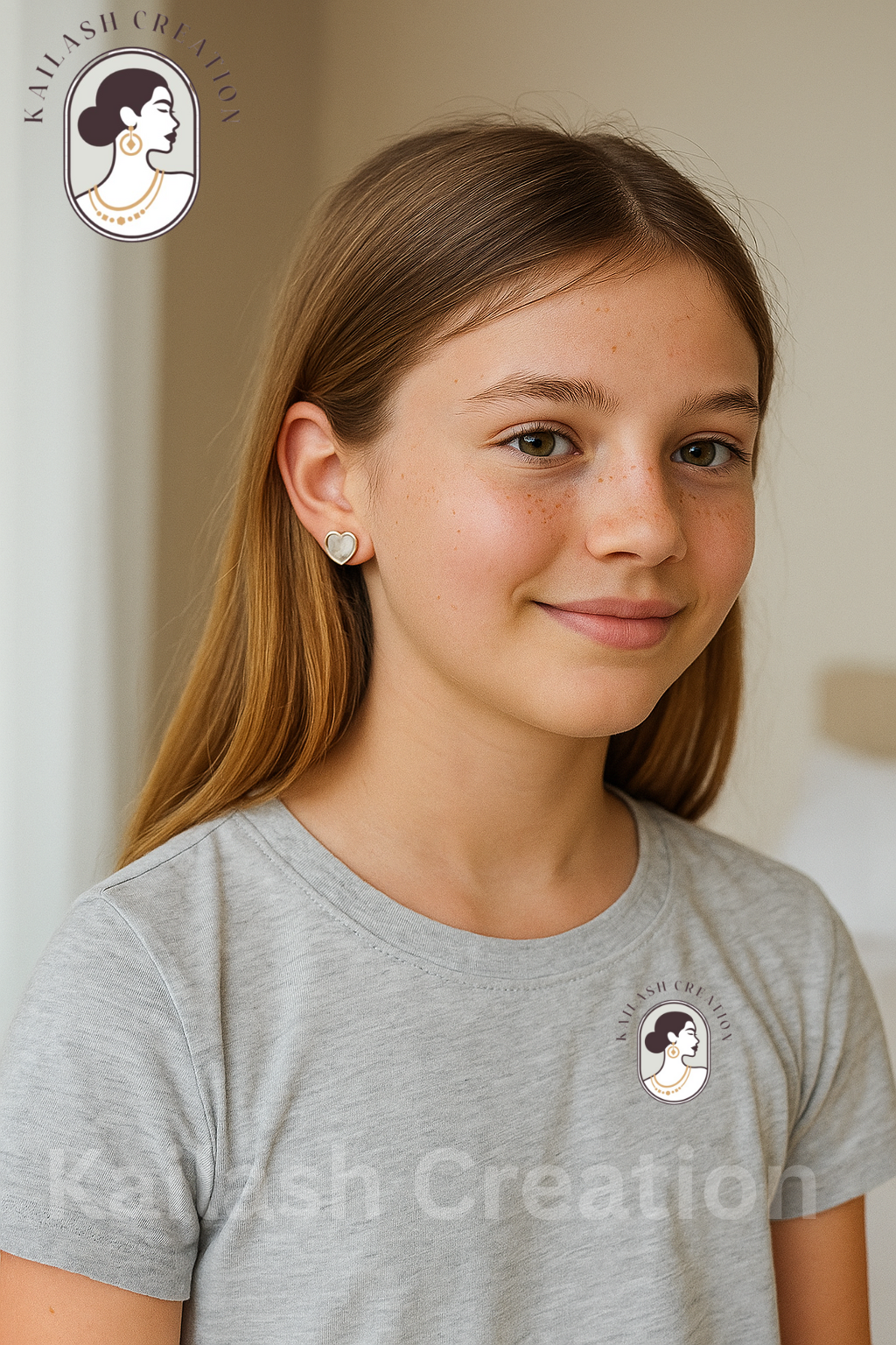 Heart Shape Stud Earrings for Women & Girls