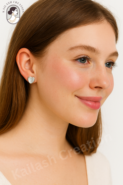 Heart Shape Stud Earrings for Women & Girls
