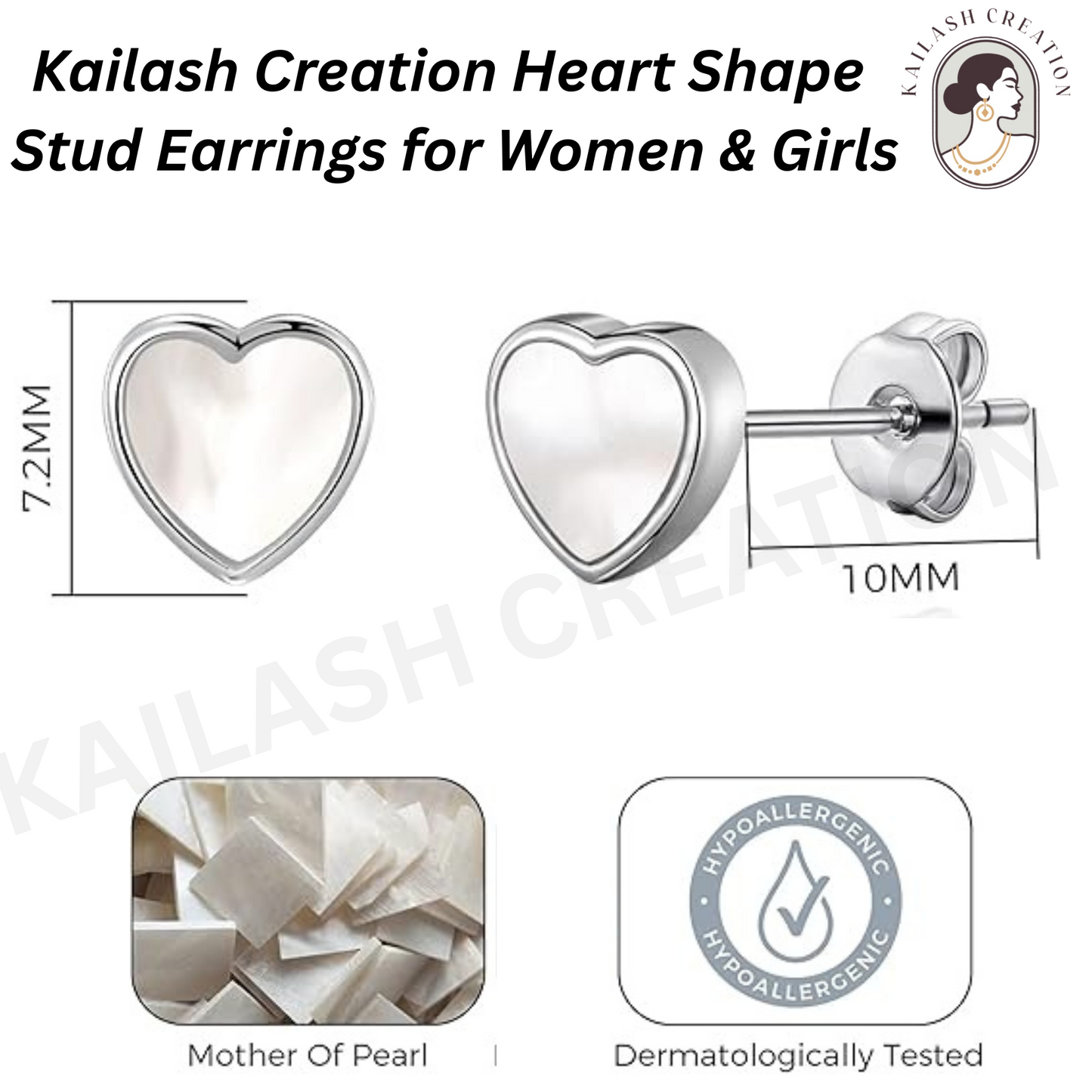 Heart Shape Stud Earrings for Women & Girls