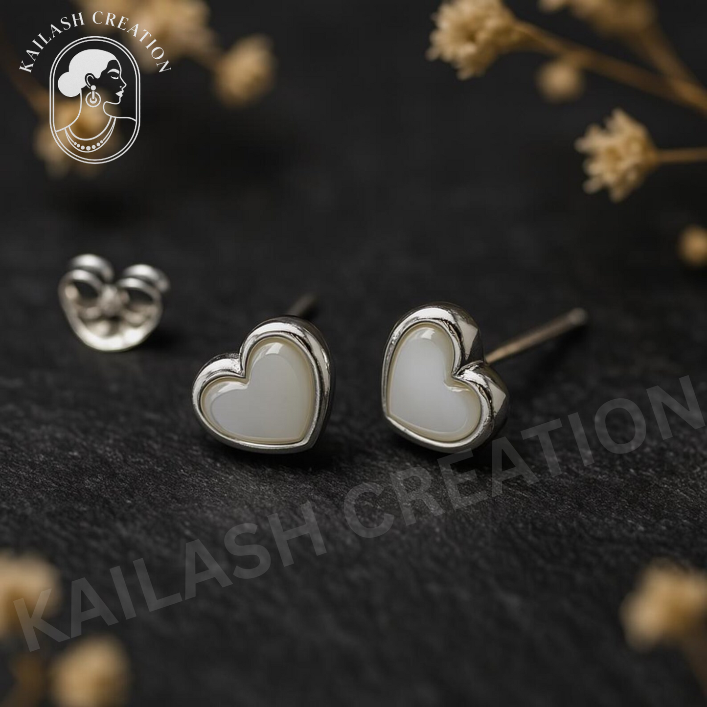 Heart Shape Stud Earrings for Women & Girls