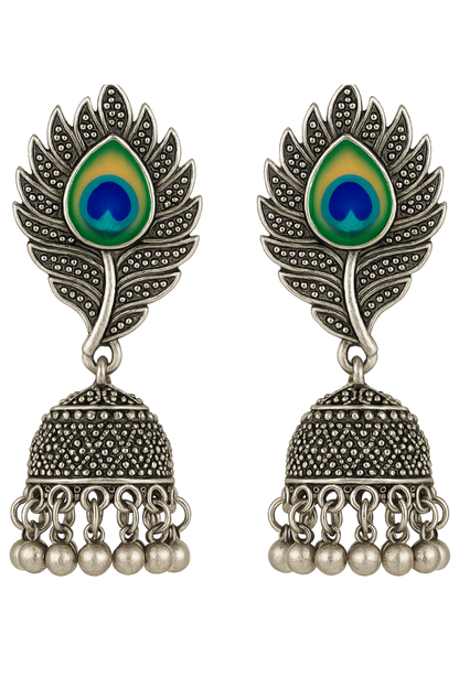 Peacock Feather Janmashtami Special Jhumki Earrings for Women