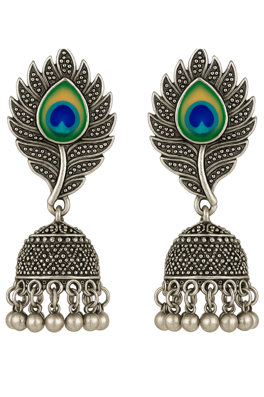 Peacock Feather Vrindavan Janmashtami Special Jhumki Earrings for Women