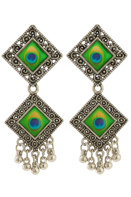 Peacock Feather Janmashtami Special Jhumki Drop Earrings for Women