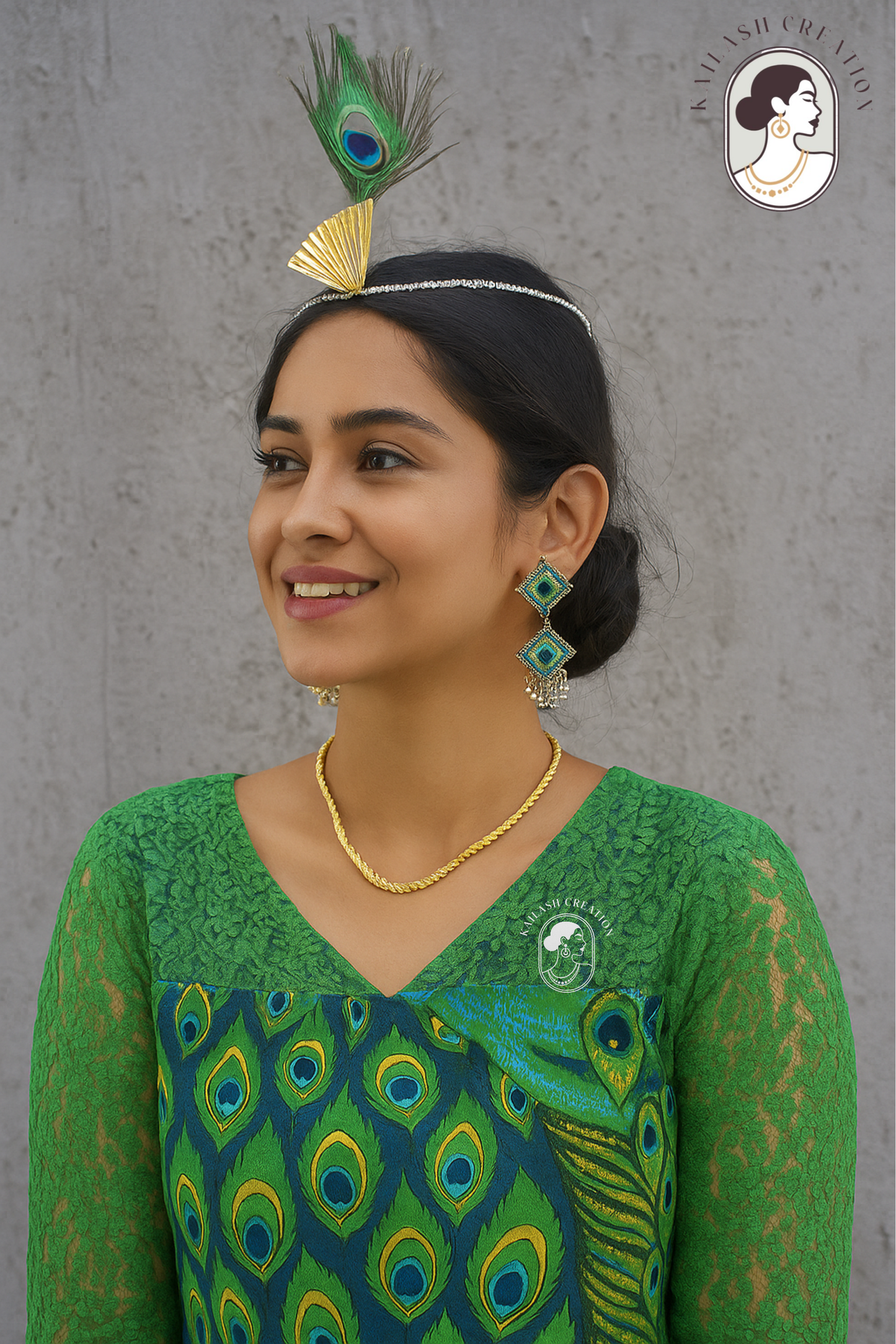 Peacock Feather Janmashtami Special Jhumki Drop Earrings for Women