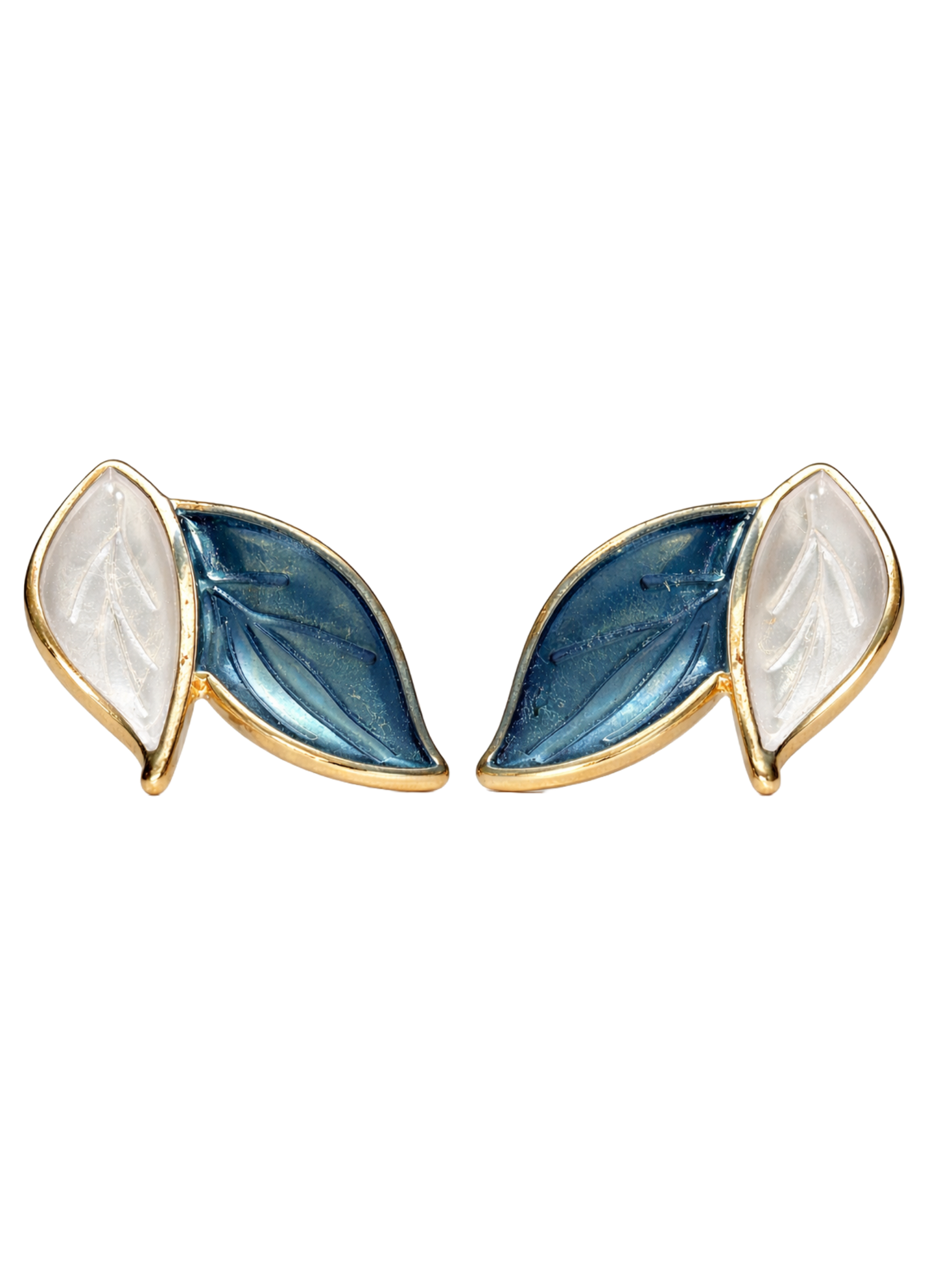 Blue & White Leaf Dangle Earrings for Women and Girls stylish