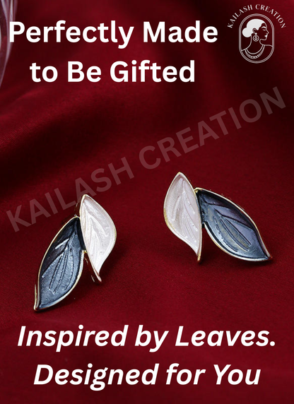 Blue & White Leaf Dangle Earrings for Women and Girls stylish