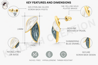 Blue & White Leaf Dangle Earrings for Women and Girls stylish