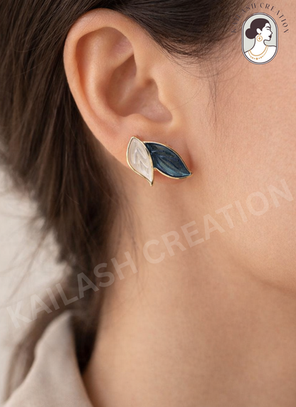 Blue & White Leaf Dangle Earrings for Women and Girls stylish