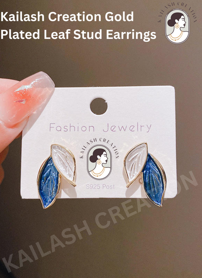 Blue & White Leaf Dangle Earrings for Women and Girls stylish