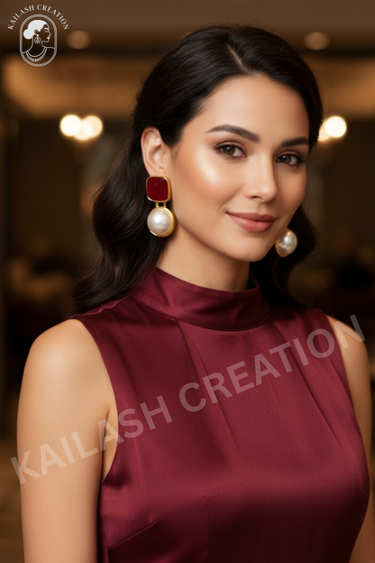 Pearl Drop Earrings for Women & Girls Stylish