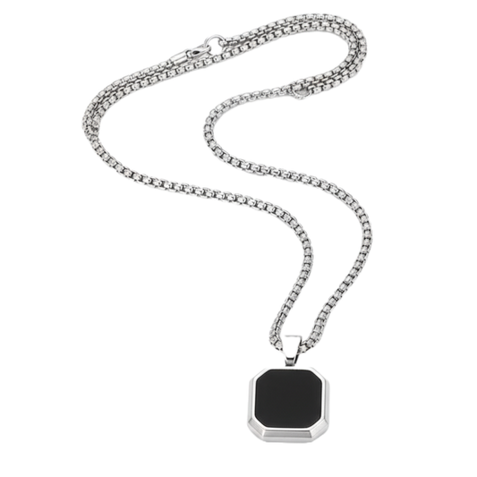 Anti Tarnish Stainless Steel Black Geometric Pendant Chain for Men and Boys
